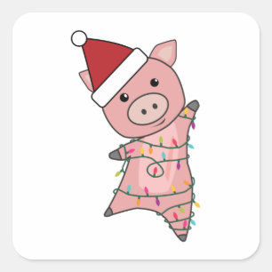 Weihnachtsgebäck Niedliche Tiere Kinder... Quadratischer Aufkleber