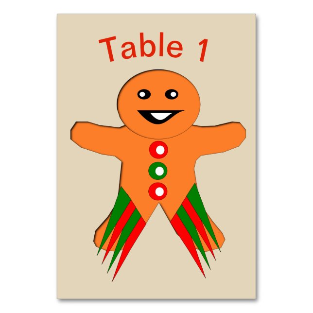 Weihnachtsgebäck Party Gingerbread Man Custom Tabl Tischnummer (Vorderseite)
