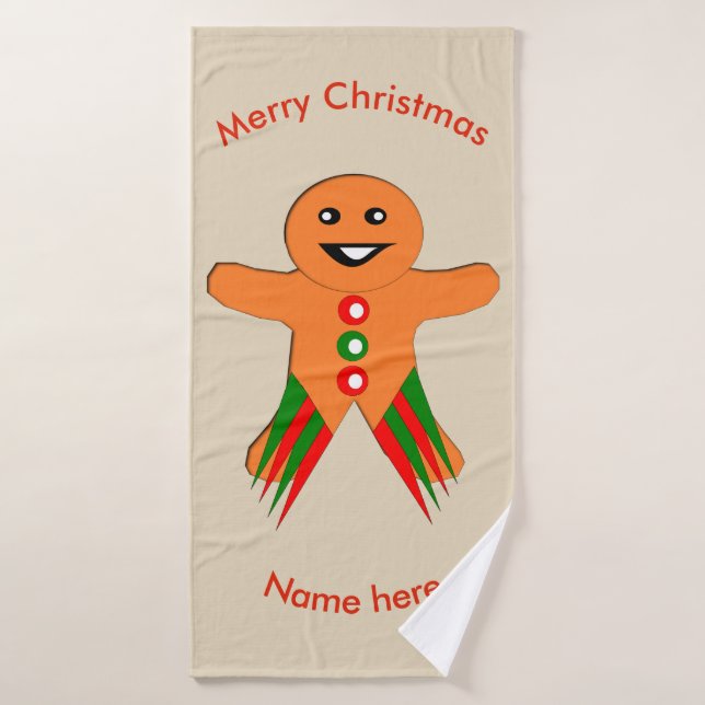 Weihnachtsgebäck Party Gingerbrett Mann Custom Han Badhandtuch Set (Badehandtuch)