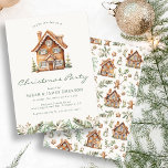 Weihnachtsgebäck Party Gingerbrot Einladung<br><div class="desc">Mit unserer stilvollen Weihnachtsfeier laden wir Freunde und Familie zu Ihren Feierlichkeiten ein. Mit seinen charmanten Aquarellbäumen und anmutigen Wintergärten in wunderschönen Grüntönen, Cremes und Tans Set diese Einladung den Ton für eine elegante und festliche Ansammlung. Das Koordinationsmuster auf der Rückseite verleiht dem Gast eine Touch an Eleganz und macht...</div>