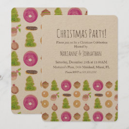 Weihnachtsgebäck Party Kochkunst Hand Wasserfarben Einladung