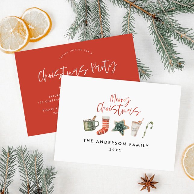 Weihnachtsgebäck Party Rot rustikale Feiertage Einladung (Von Creator hochgeladen)