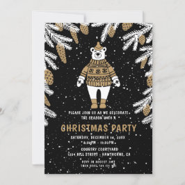 Weihnachtsgebäck Party schwarzer und goldener Bär Einladung