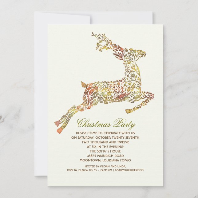Weihnachtsgebäck Party Vintage Ferien am Hirsch Einladung (Vorderseite)