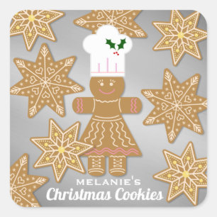 Weihnachtsgebäck Personalisiertes Geschenk Quadratischer Aufkleber