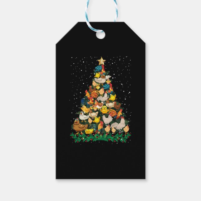 Weihnachtsgebäck Pine Tree Funny Chicken Bauer Geschenkanhänger (Vorderseite)