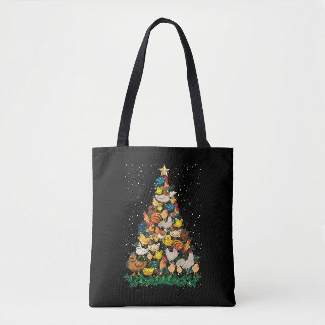 Weihnachtsgebäck Pine Tree Funny Chicken Bauer Tasche (Vorderseite)