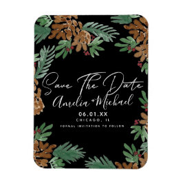 Weihnachtsgebäck Pinecones Save the Date schwarz Magnet