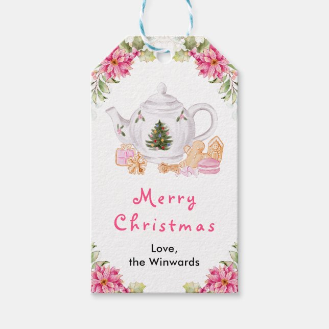 Weihnachtsgebäck Pink Frohe Weihnachten Geschenkanhänger (Vorderseite)
