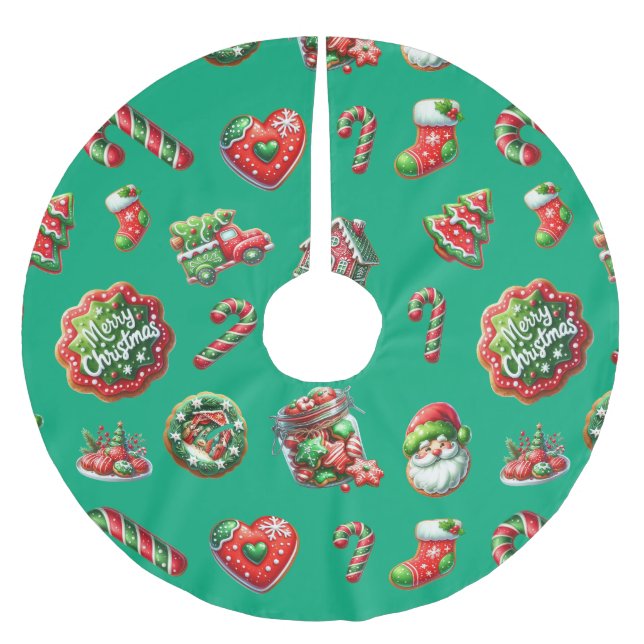 Weihnachtsgebäck Polyester Weihnachtsbaumdecke (Vorderseite)