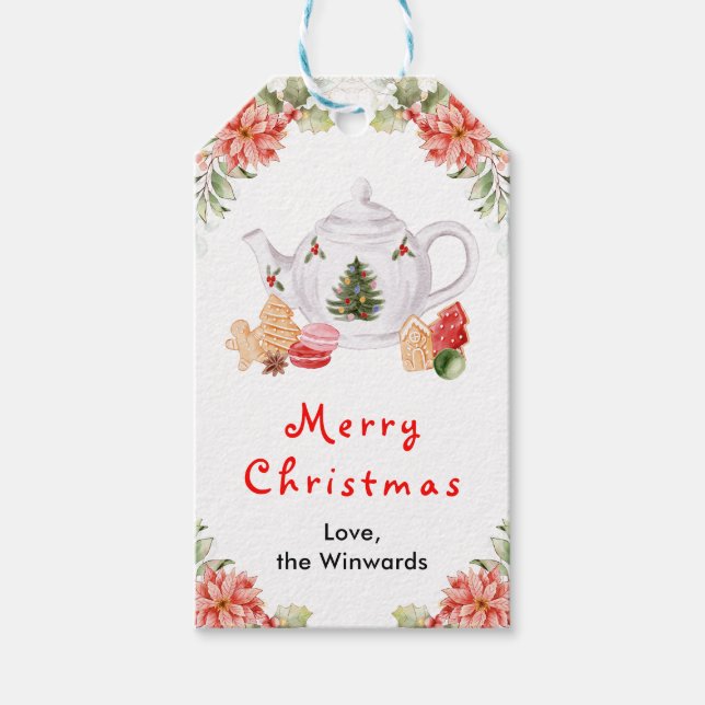 Weihnachtsgebäck Rot Frohe Weihnachten Geschenkanhänger (Vorderseite)
