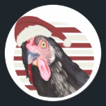 Weihnachtsgebäck Runder Aufkleber<br><div class="desc">Mit diesem Funny Christmas Chicken Red and White Stripes Classic Round Aufkleber können Sie sich in Ihrem Urlaubsstil eine schöne Zeit gönnen. Dieses fröhliche Huhn, in einer Weihnachtsmannmütze gekleidet, bringt eine skurrile Touch zu Ihren Weihnachtsfeiern. Stick es auf Ihre Geschenke, Karten, oder Dekorationen, um den Urlaub Geist mit einem Hauch...</div>