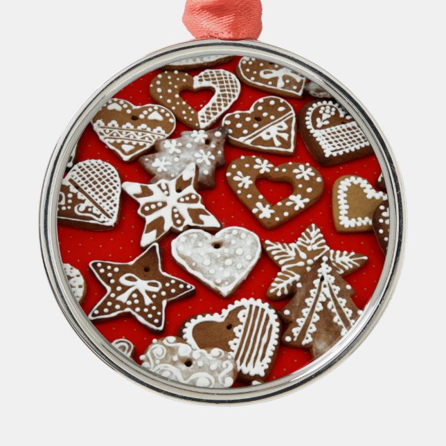 Weihnachtsgebäck Silbernes Ornament (Vorne)