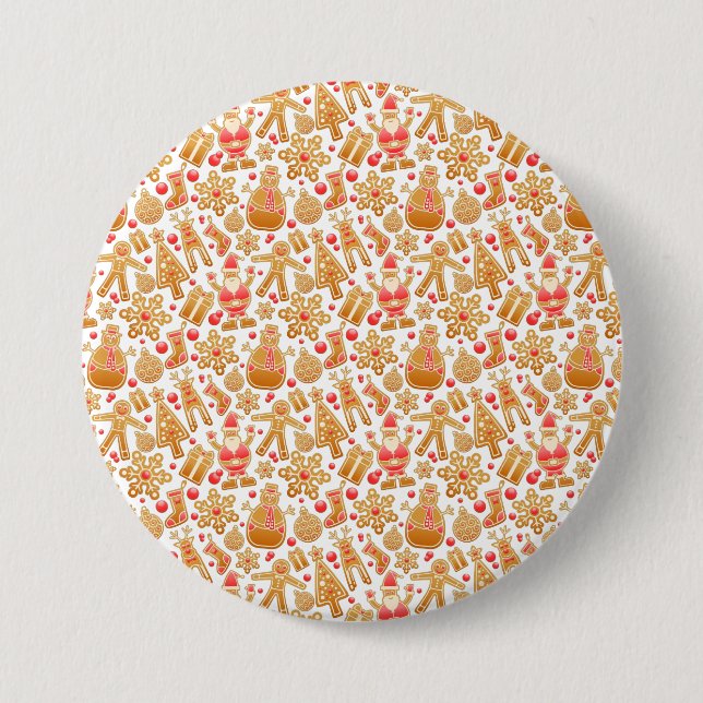 Weihnachtsgebäck & Snowman Gingerbrot Weihnachtske Button (Vorderseite)