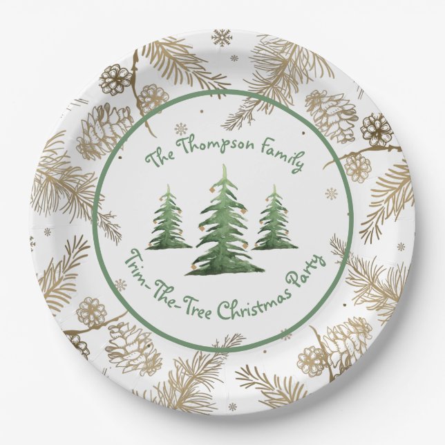 Weihnachtsgebäck, Trim-the-Tree, Familienname, Pappteller (Vorderseite)