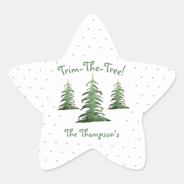 Weihnachtsgebäck, Trim-the-Tree, Familienname, Stern-Aufkleber (Vorderseite)