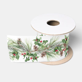 Weihnachtsgebäck und Holly Berries Satinband