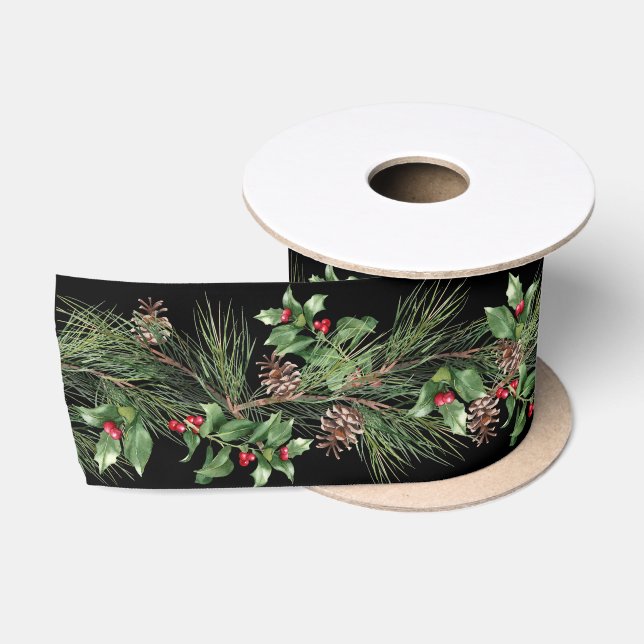 Weihnachtsgebäck und Holly Berries Satinband (Spule)