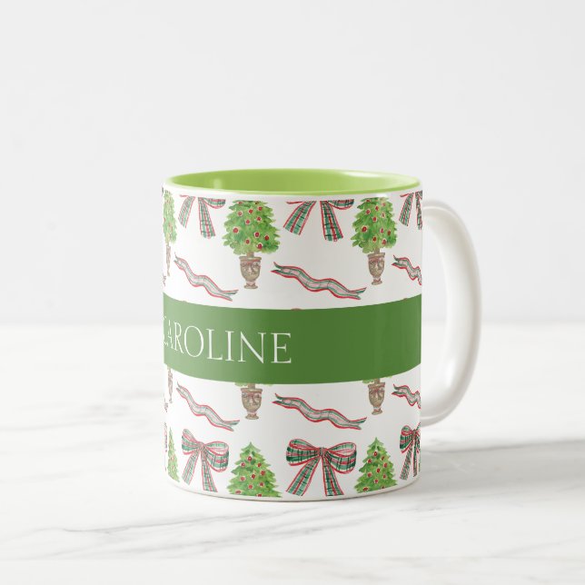 Weihnachtsgebäck und Kariertes Thema Zweifarbige Tasse (VorderseiteRechts)