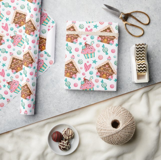 Weihnachtsgebäck und Kuchen Geschenkpapier (Kunsthandwerk)
