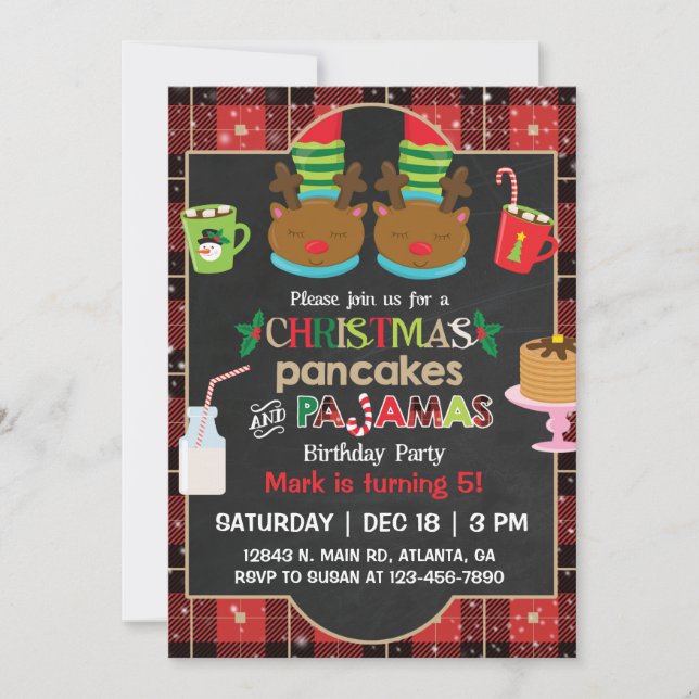 Weihnachtsgebäck und Pajamas Party. Einladung (Vorderseite)