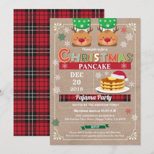 Weihnachtsgebäck und Party Kindergeburtstag Einladung (Vorne/Hinten)
