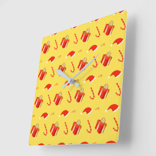 Weihnachtsgebäck Weihnachtsmannmütze Quadratische Wanduhr