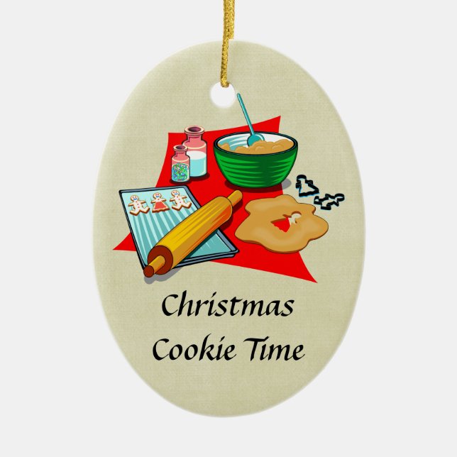 Weihnachtsgebäck - Zutaten Bäcker Keramikornament (Vorne)