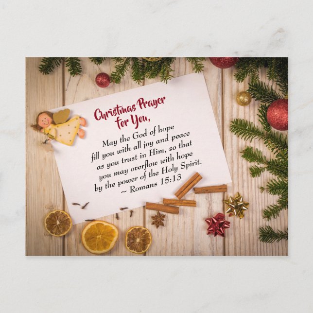 Weihnachtsgebet für euch, der Gott der Hoffnung Postkarte (Vorderseite)