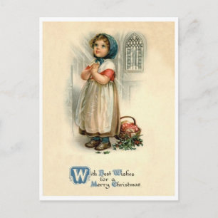 Weihnachtsgebet kleines Mädchen, religiös, vintage Postkarte