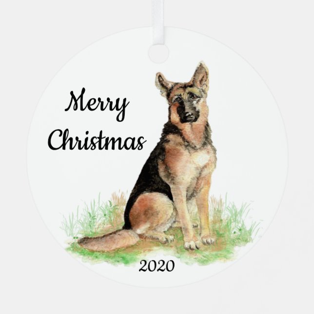 Weihnachtsgebirge Deutscher Schäferhund Ornament Aus Metall (Rückseite)