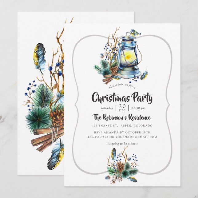 Weihnachtsgebirge Party Einladung (Vorne/Hinten)