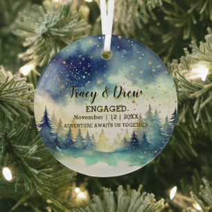 Weihnachtsgebirge Starry Wandern Couple Verlobung Ornament Aus Glas