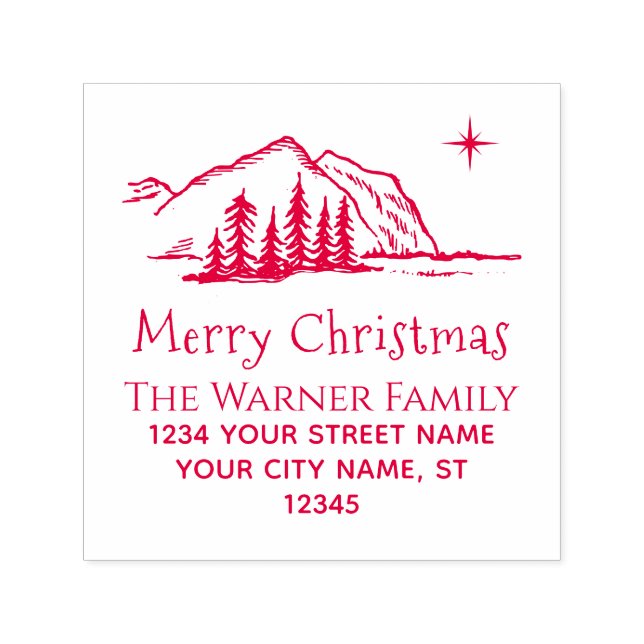Weihnachtsgebirge Trees Star Name Rücksendeadresse Permastempel (Design)