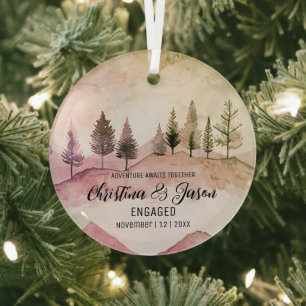 Weihnachtsgebirge Wandern Verlobung Rosa Grün Ornament Aus Glas