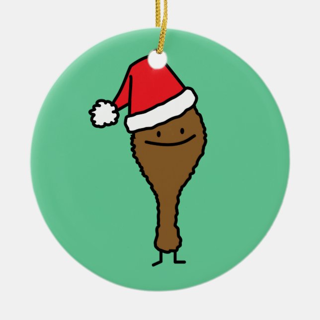 Weihnachtsgebratenes Hühnerbein Keramik Ornament (Vorne)