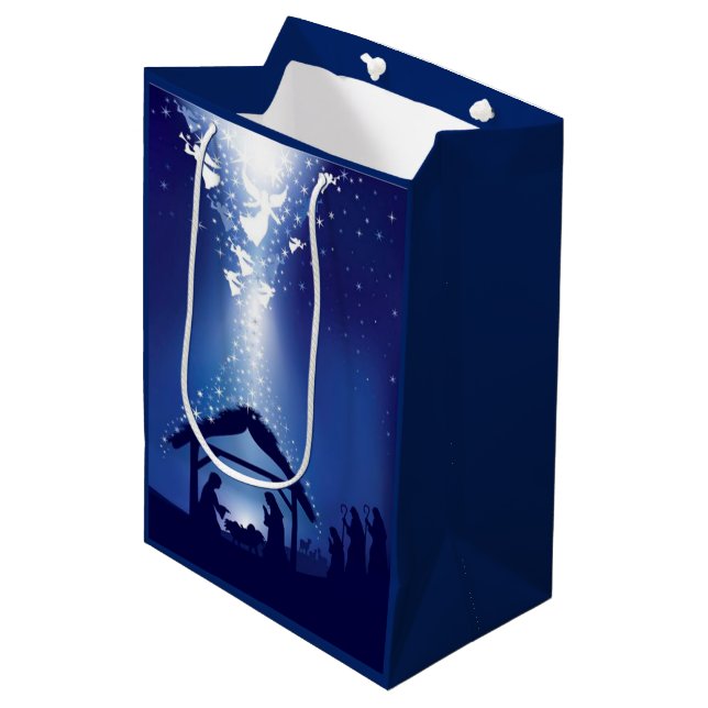 WeihnachtsGeburt Christi Mittlere Geschenktüte (Vorderseite Schrägansicht)