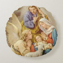 WeihnachtsGeburt Christi St Joseph, Mary, Jesus, Rundes Kissen