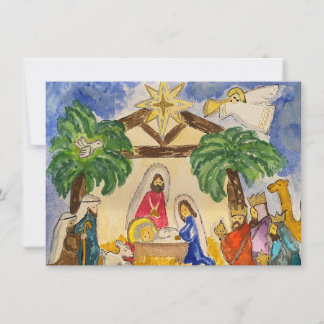Weihnachtsgeburt Flache Notizkarte Mitteilungskarte