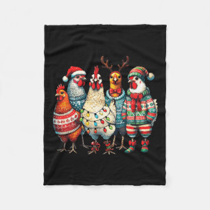 Weihnachtsgeburten-Hühner-Hat Lights Farm Animal Fleecedecke