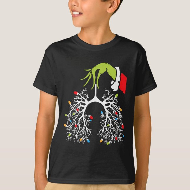 Weihnachtsgeburten Lung Xmas Lights Funny Pulmonol T-Shirt (Vorderseite)