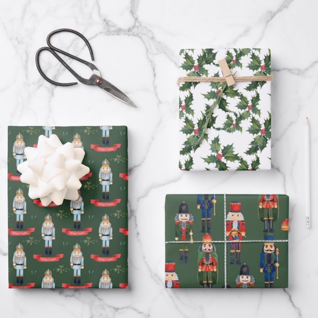 Weihnachtsgeburtskraut gefliest geschenkpapier set (Vorderseite)