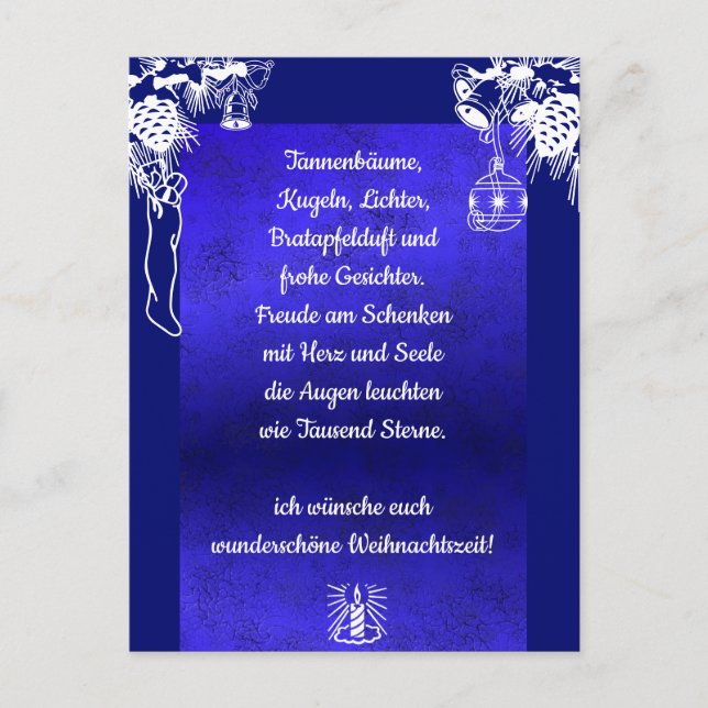 Weihnachtsgedicht Deutsch , Text hinzufügen Postkarte (Vorderseite)