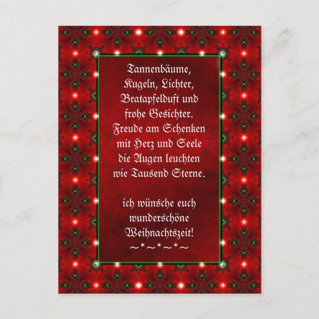 Weihnachtsgedicht Deutsch , Text hinzufügen Postkarte (Vorderseite)