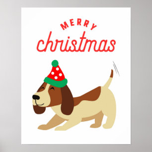 Weihnachtsgedicht, Niedlicher Hund Weihnachten Wei Poster
