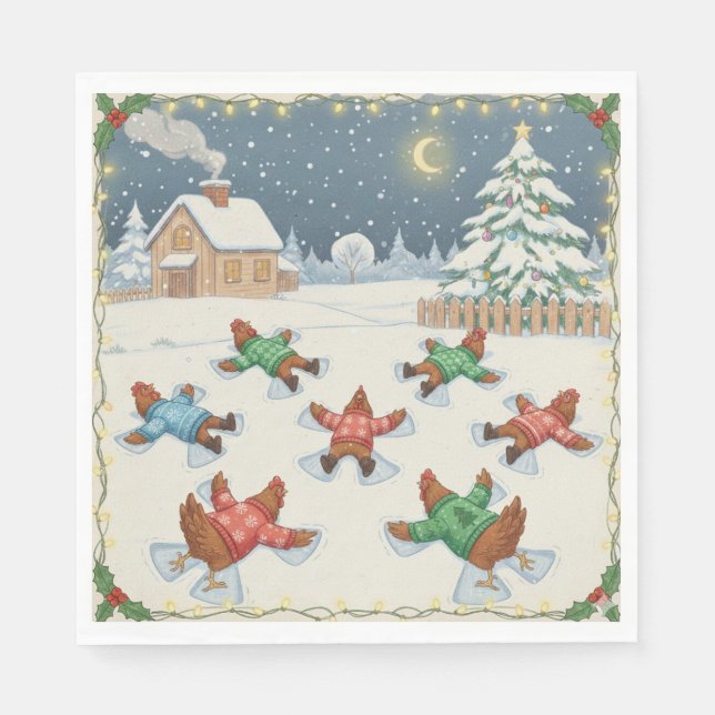 Weihnachtsgeflügel in Bewegung, Servietten (Vorderseite)