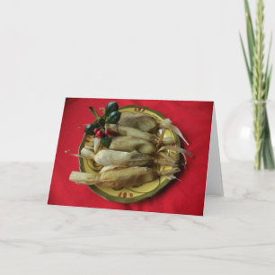 Weihnachtsgefüllte Maismehltaschen Feiertagskarte