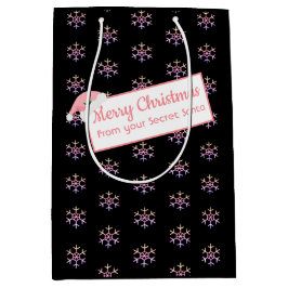 Weihnachtsgeheimnis Santa Black und rosa Geschenkt Mittlere Geschenktüte