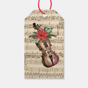 WeihnachtsGeige und Notenmusik Geschenkanhänger