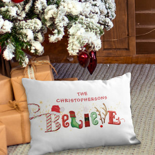 Weihnachtsgeist BELIEVE Familienname Lendenkissen
